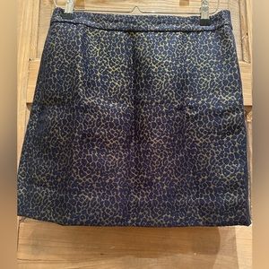 J.Crew Gold & Navy Metallic Leopard Print Mini Skirt